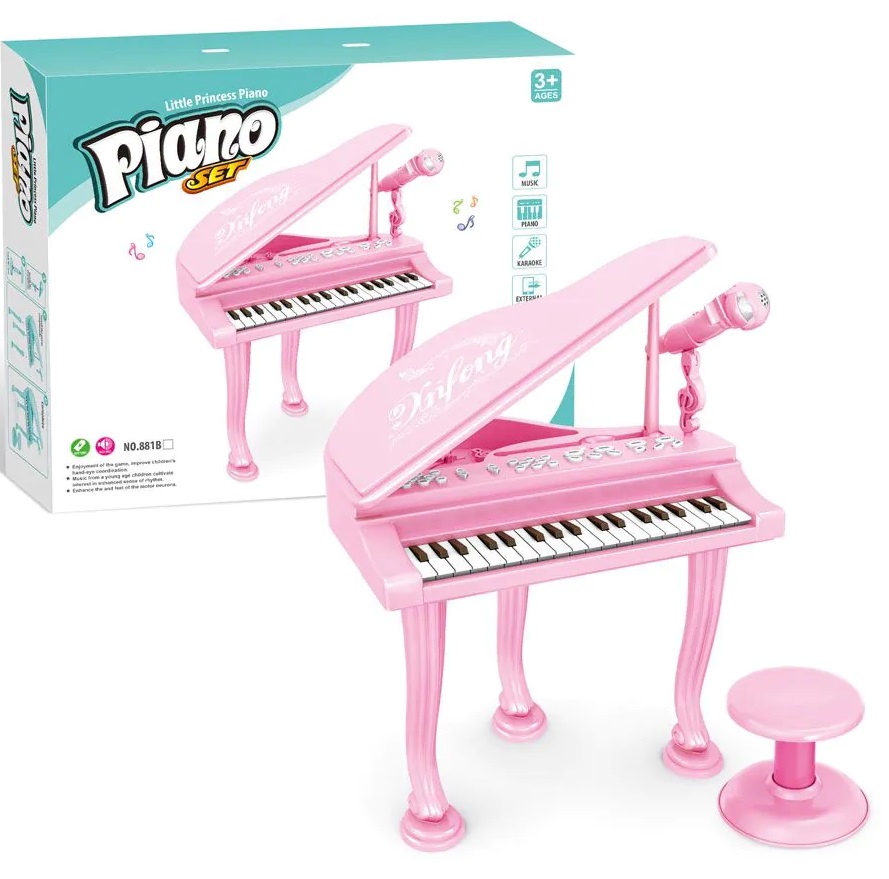 Set Zhorya Little Princess - Pian cu microfon și scaun, roz