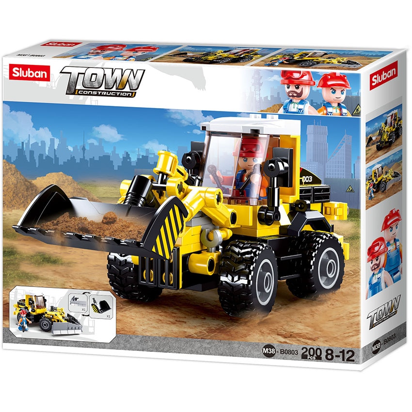 Constructor 2 in  1 Sluban Town - Mașină de construcții/freză de zăpadă, 200 de piese