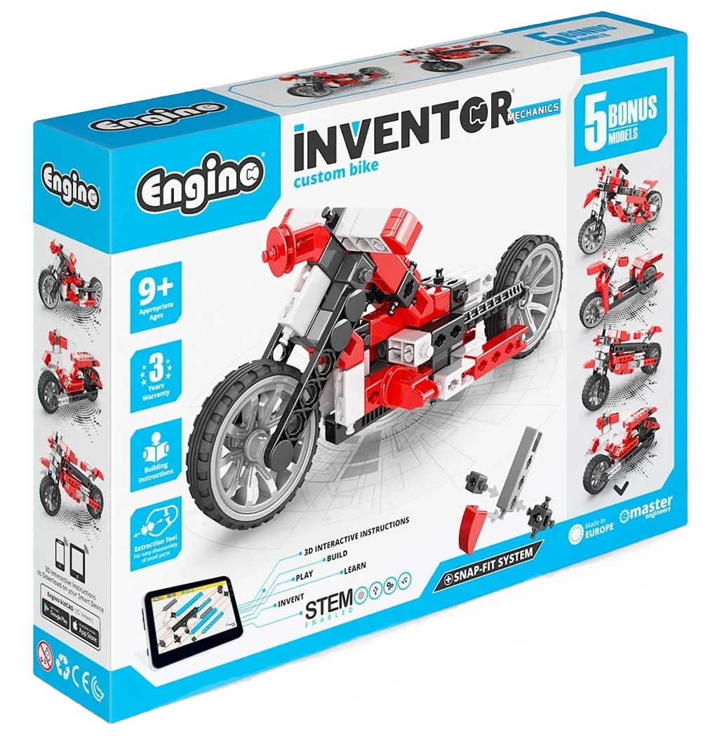 Constructor 5 în 1 Engino  Inventor Mechanics - bicicletă