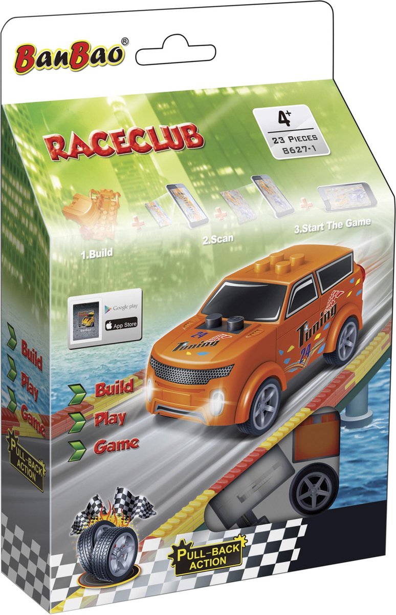 Constructor BanBao - Mini Cart, 26 de piese, portocaliu