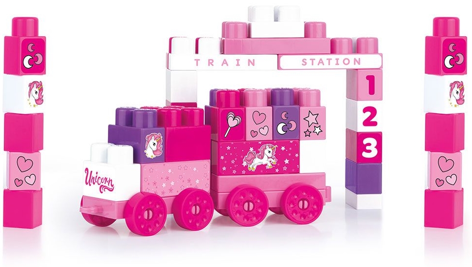 Set de construit Dolu Jumblocks - Trenulet, roz, 50 piese