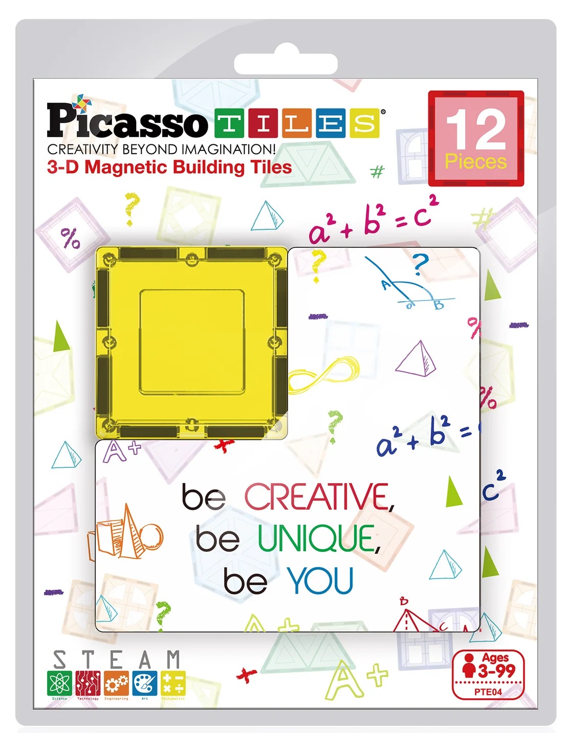 Constructor suplimentar Picasso Tiles - Pătrate, 12 piese