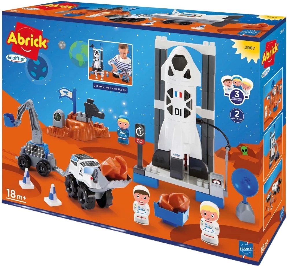 Constructor Ecoiffier Abrick - Baza spatiala cu racheta si 3 figurine