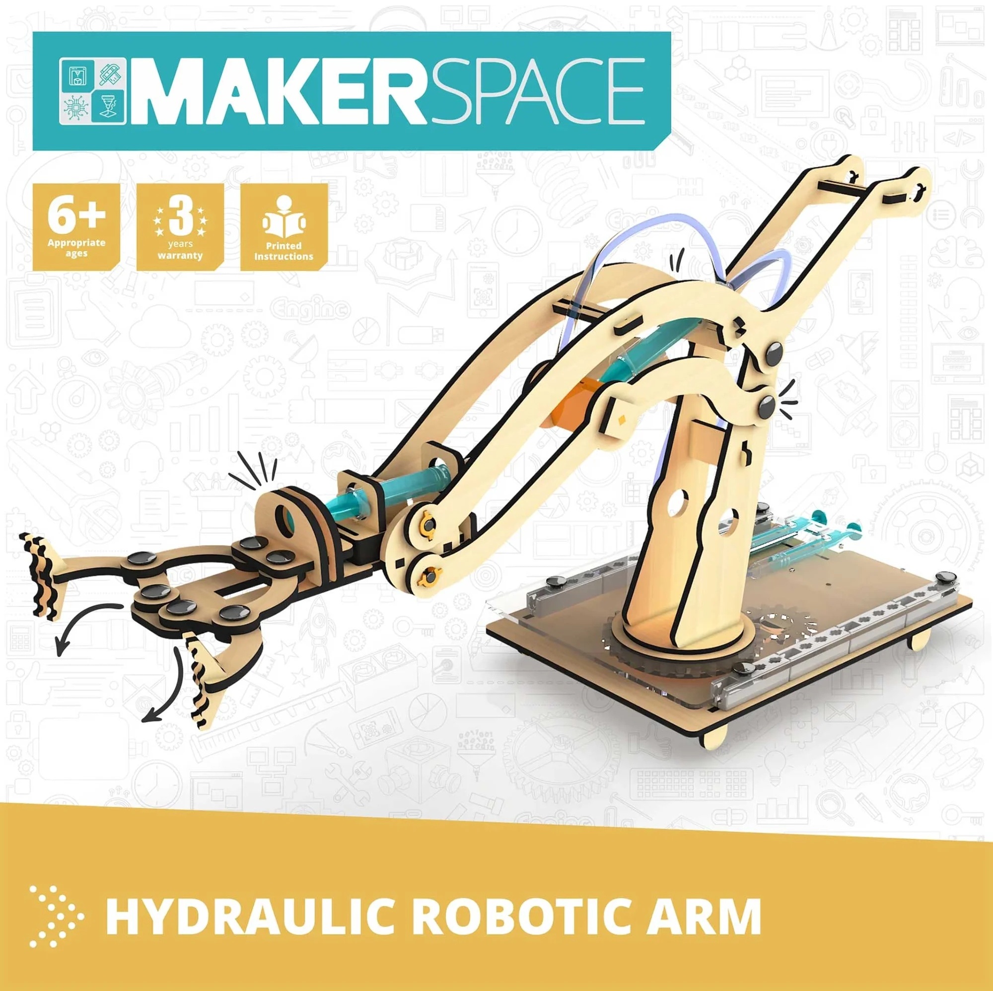 Constructor Engino  Makerspace DIY - Brat robot, hidraulic, 93 piese