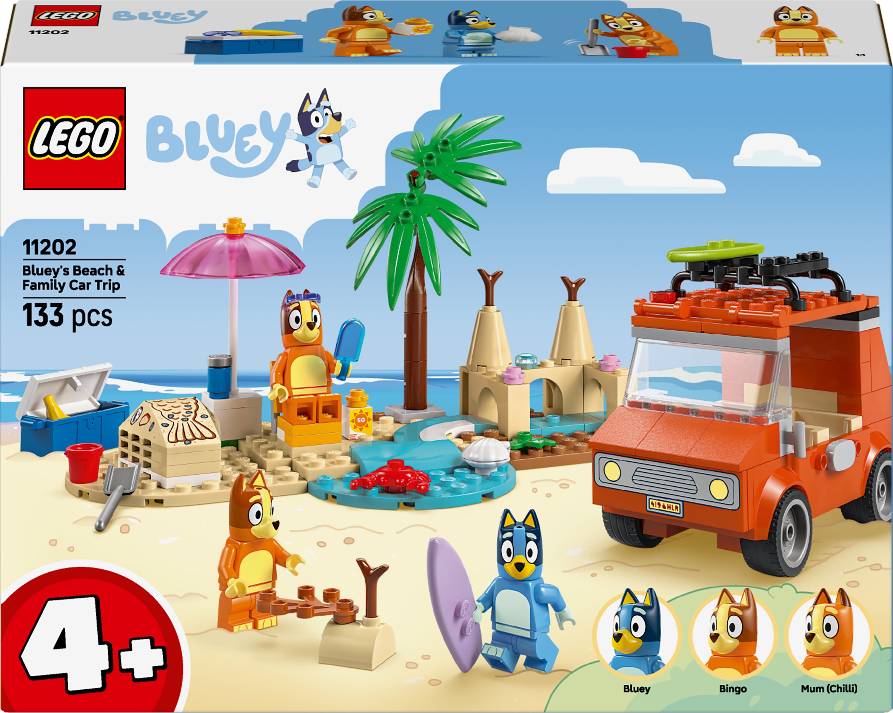 Constructor LEGO Bluey - O excursie la plajă cu mașina familiei lui Bluey (11202)