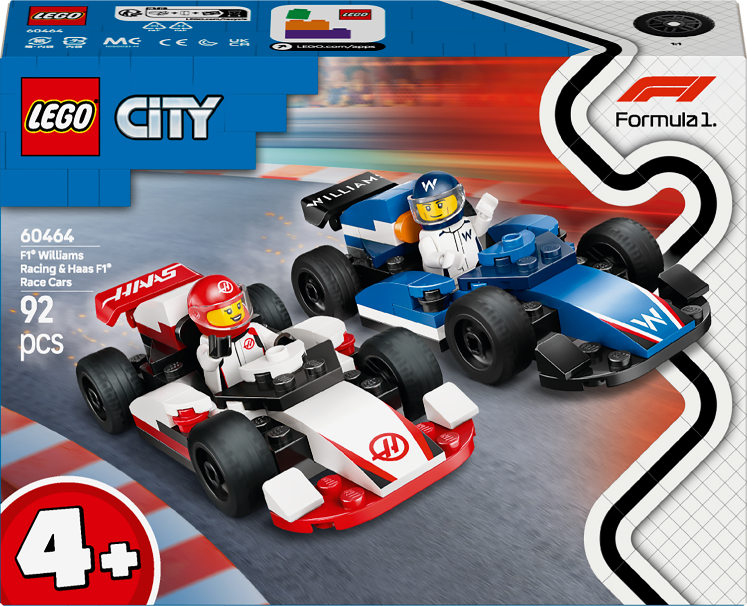 Constructor  LEGO City Formula 1 - Mașini de curse F1 Williams Racing și Haas F1 (60464)