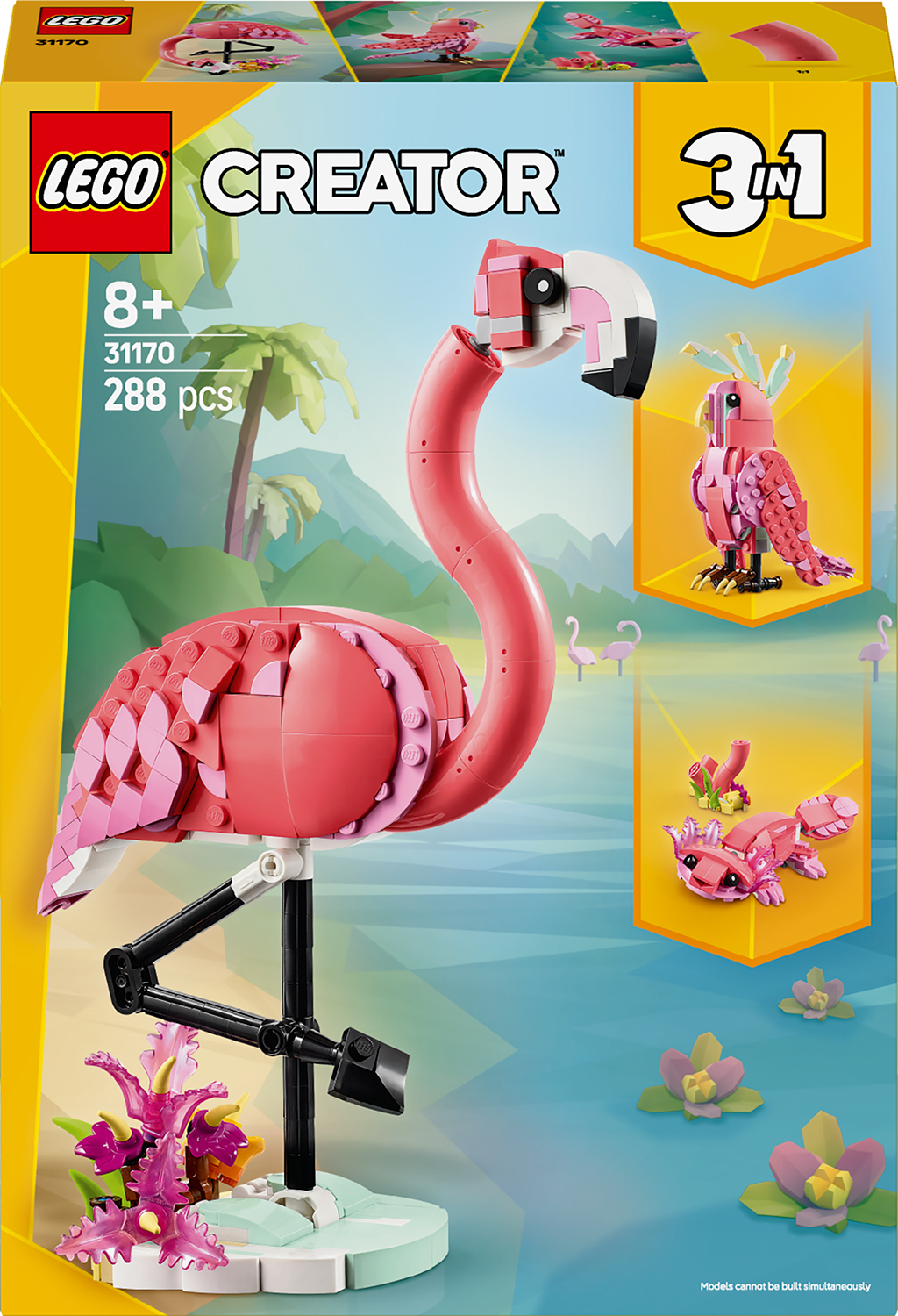 Constructor LEGO Creator 3 în 1 - Animale sălbatice: flamingo roz (31170)