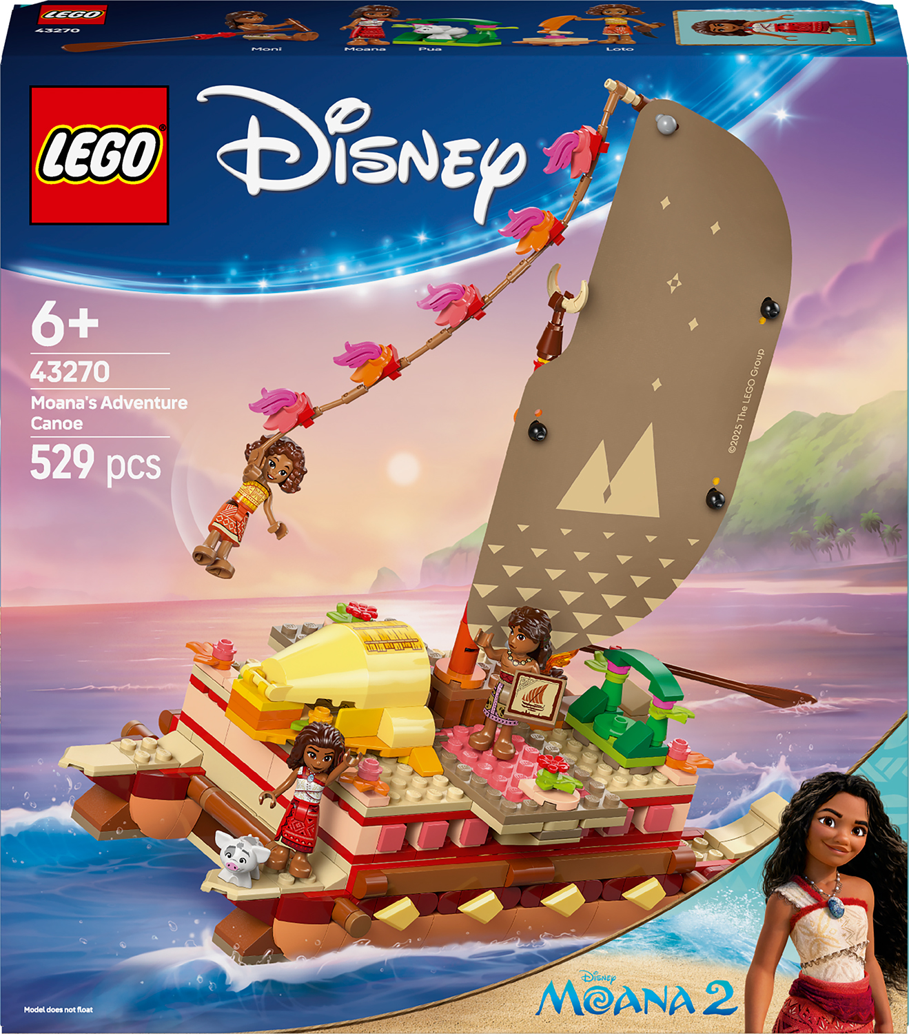 Constructor LEGO Disney Princess - Canoea de aventură a lui Vayana (43270)