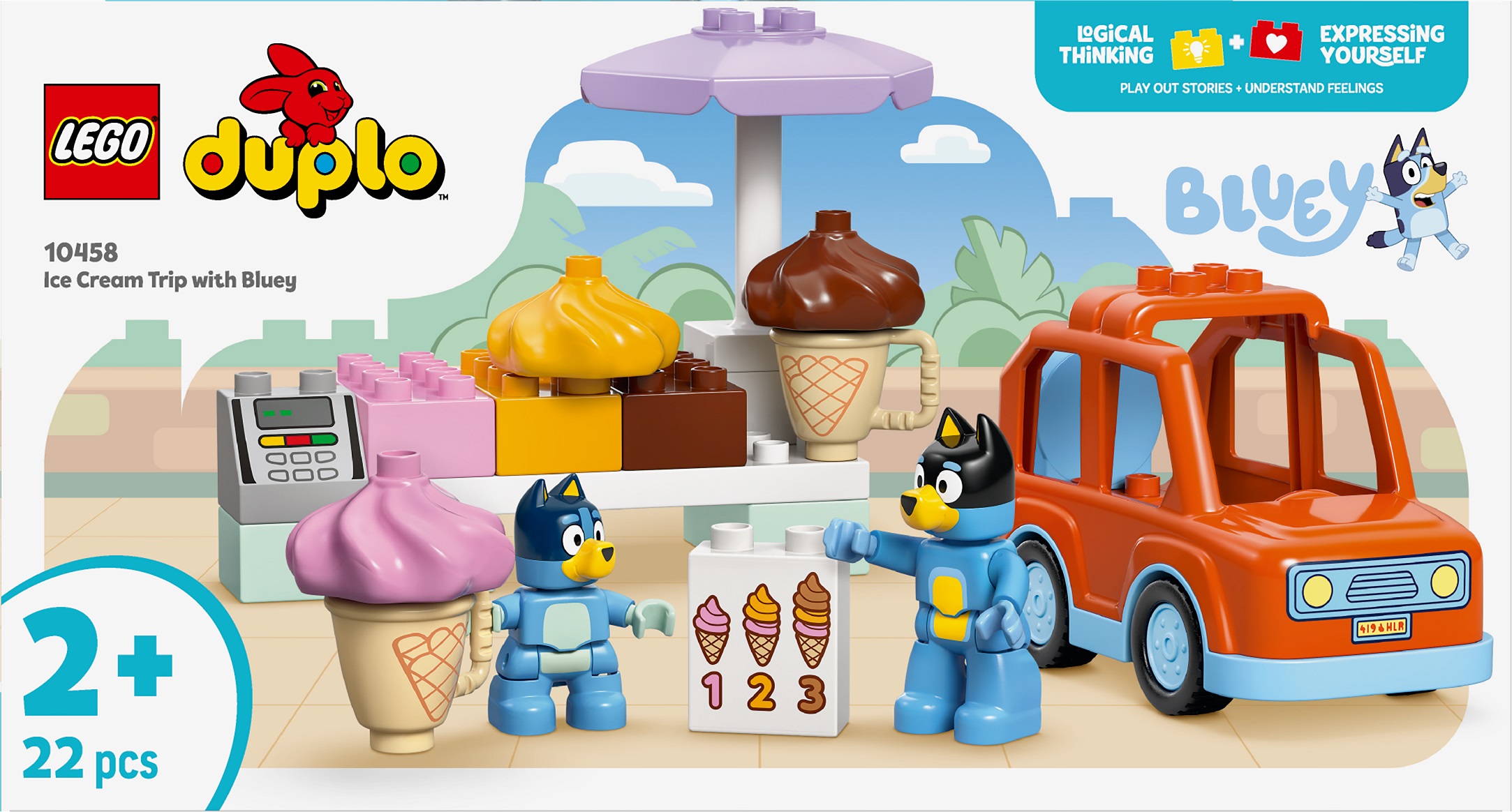 Constructor LEGO Duplo Bluey - Aventură cu înghețată cu Bluey(10458)