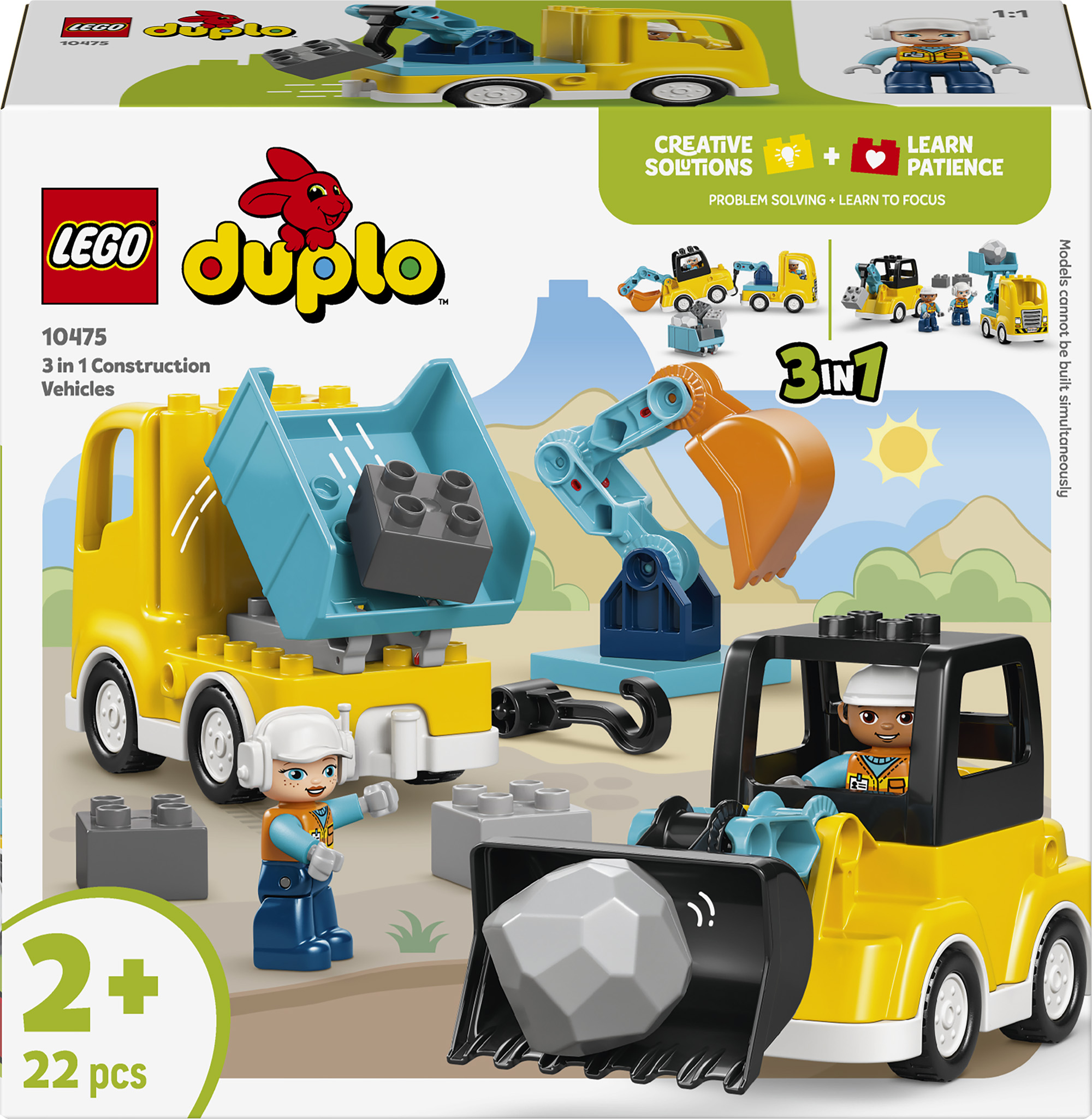 Constructor LEGO Duplo Town 3 în 1 - Utilaje de construcții (10475)