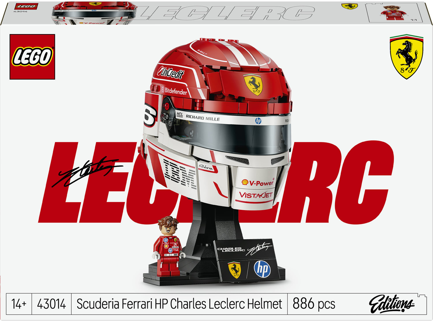Constructor LEGO Formula 1 - Casca lui Charles Leclerc de la Scuderia Ferrari HP (43014)