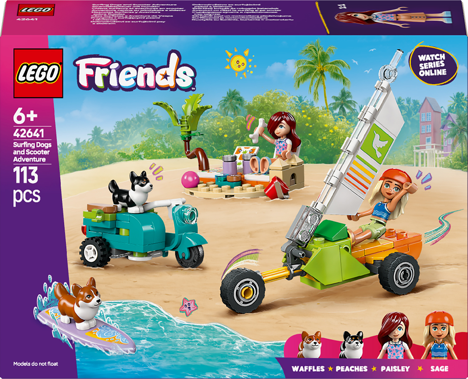 Constructor LEGO Friends - Câini de surf și aventură cu scuter (42641)