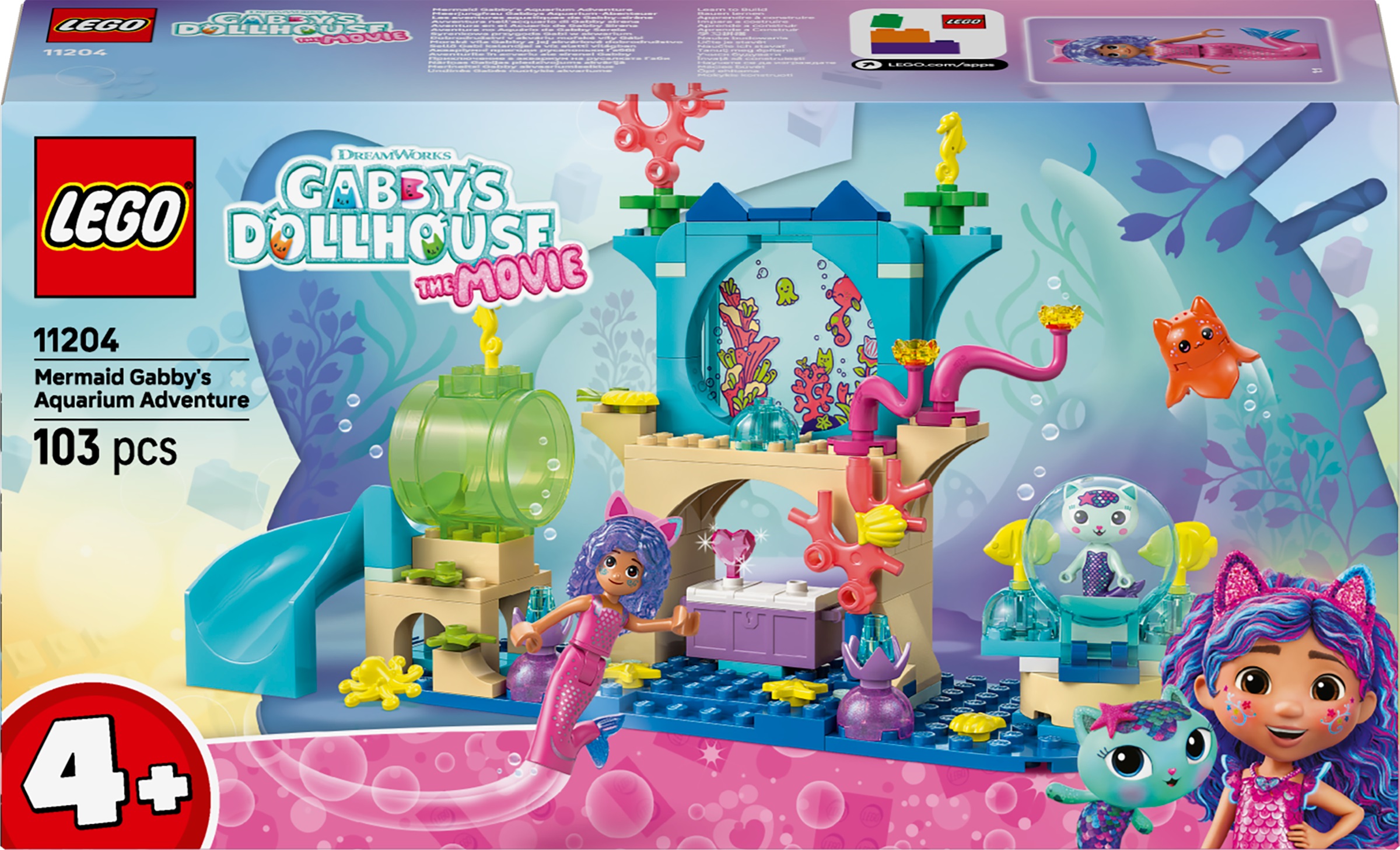 Constructor LEGO Gabby's Dollhouse - Aventura Sirenei Gabby în Acvariu (11204)