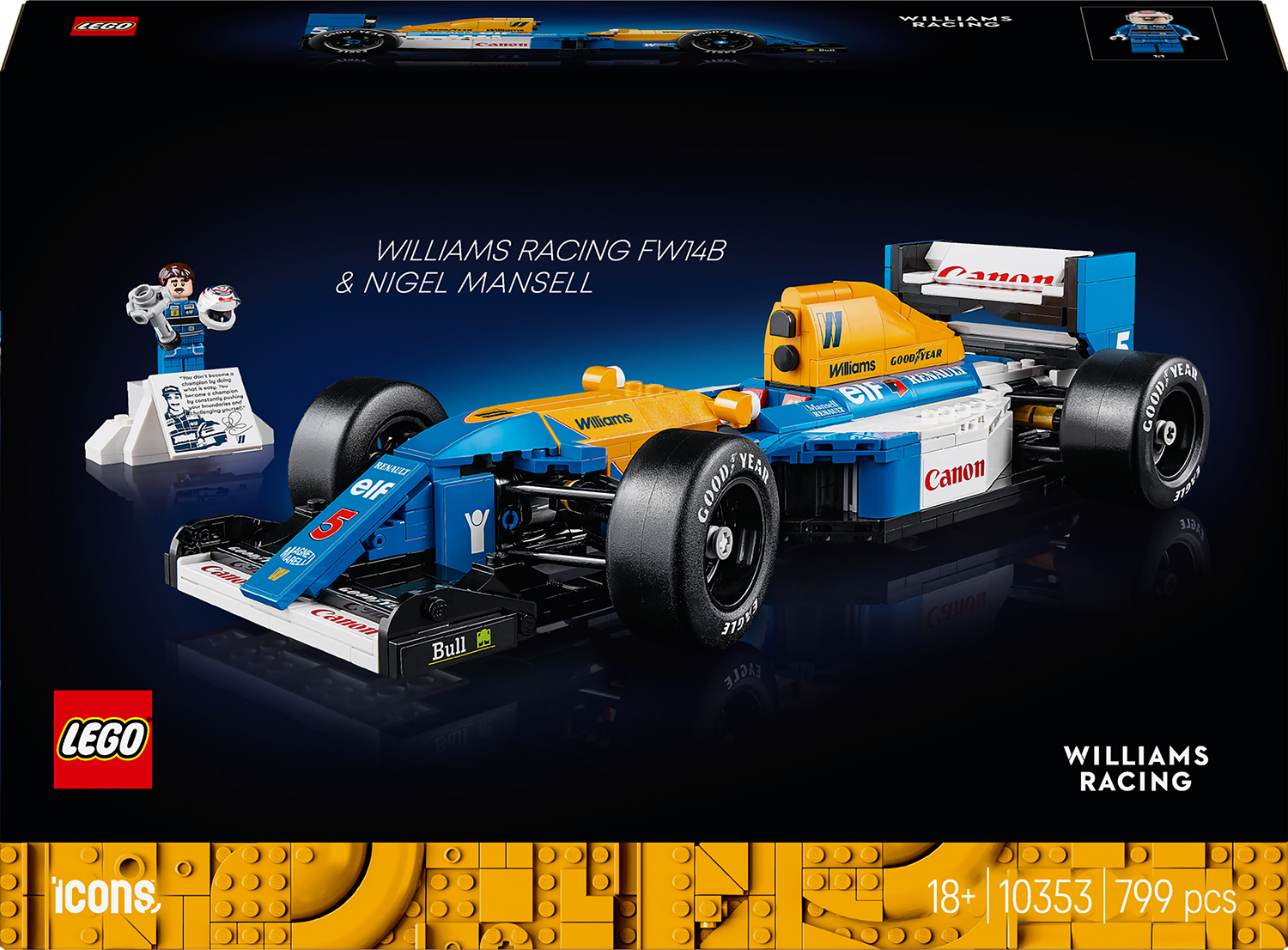 Constructor LEGO Icons Formula 1 - Williams Racing FW14B şi  Nigel Mansell (10353)