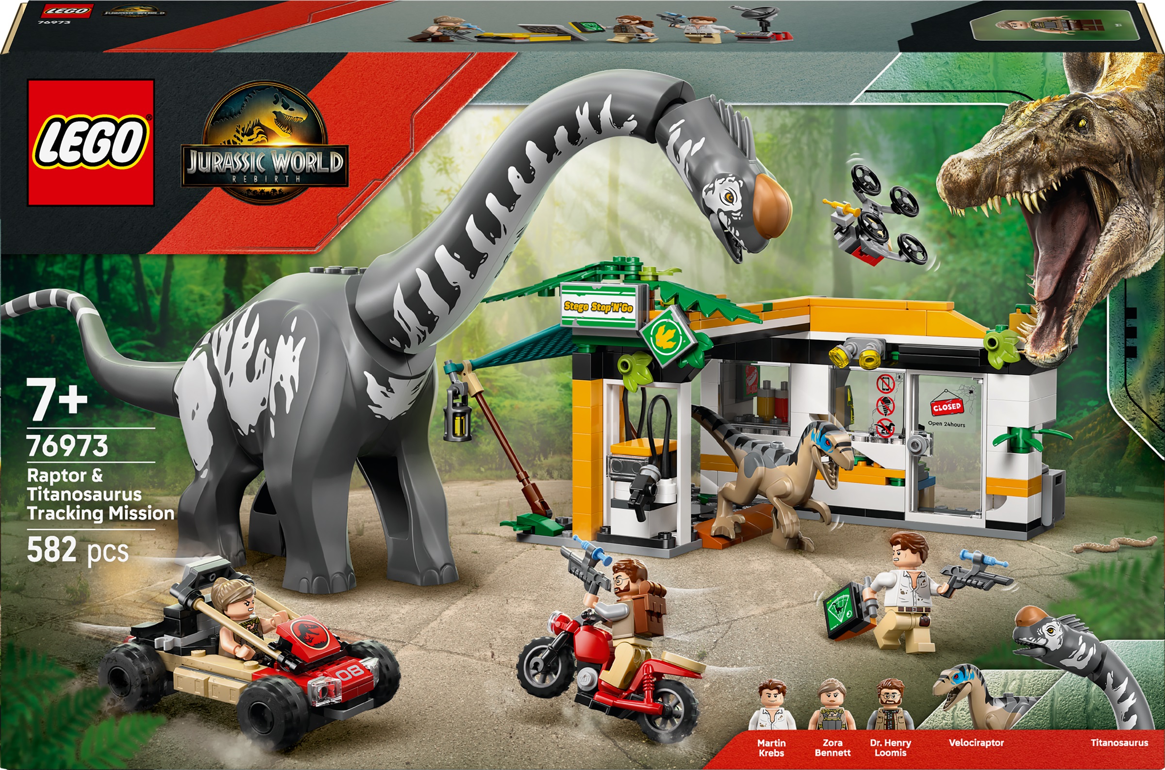 Constructor LEGO Jurassic World - Misiune de urmărire a raptorilor și titanozaurilor (76973)