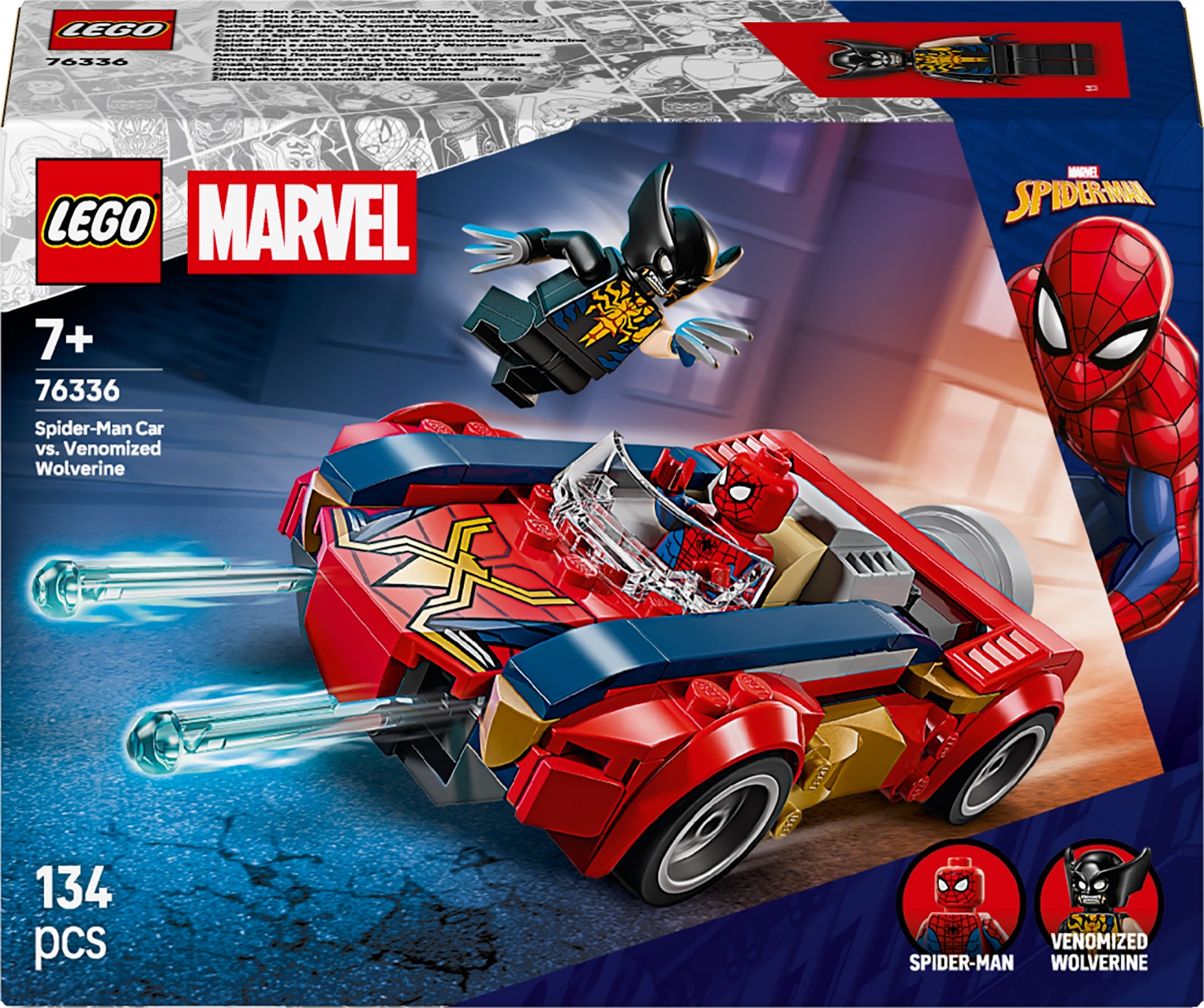 Constructor LEGO Marvel Super Heroes - Spider-Man cu o mașină împotriva lui Venom în Wolverine (76336)