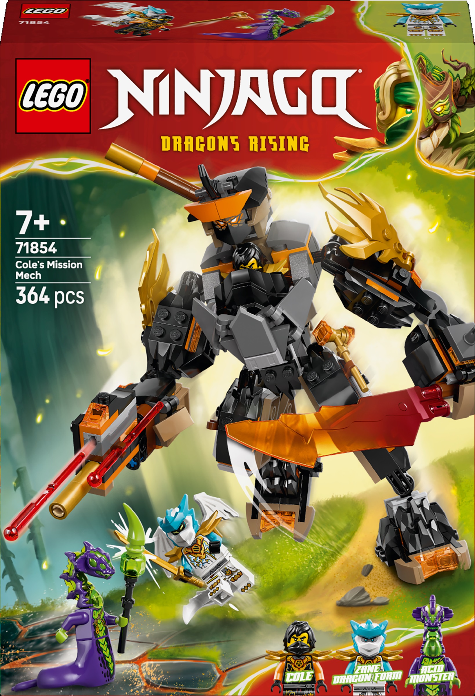 Constructor LEGO Ninjago - Robotul Misiunii lui Cole și Dragonul Zane (71854)
