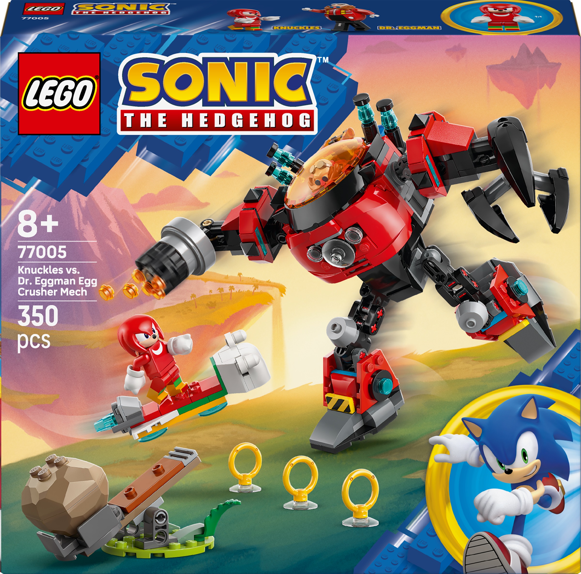 Constructor LEGO Sonic - Knuckles împotriva unui robot Dr. Eggman Egg Crusher (77005)