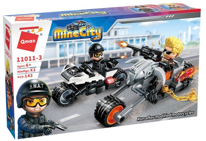 Set de constructie Qman Mine City - Urmarirea cu motociclete