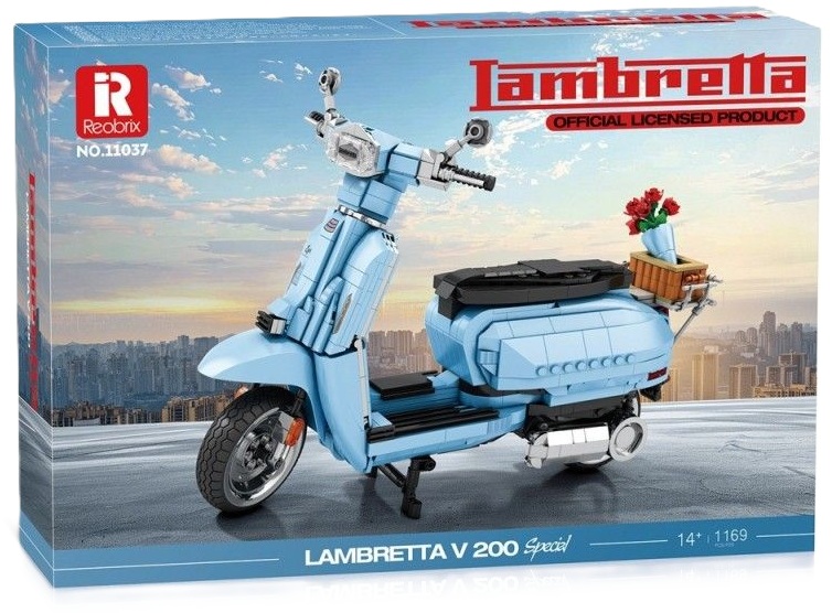 Constructor Reobrix - Trotinetă retro Lambretta V200, 1169 piese , albastru