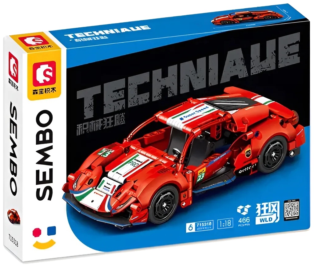 Constructor Sembo Block - Mașină sport, 466 piese, roșie