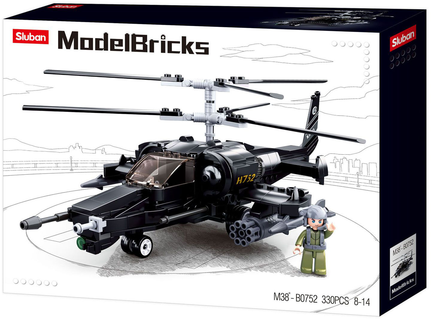 Constructor Sluban Model Bricks - Elicopter KA-50, 330 de piese