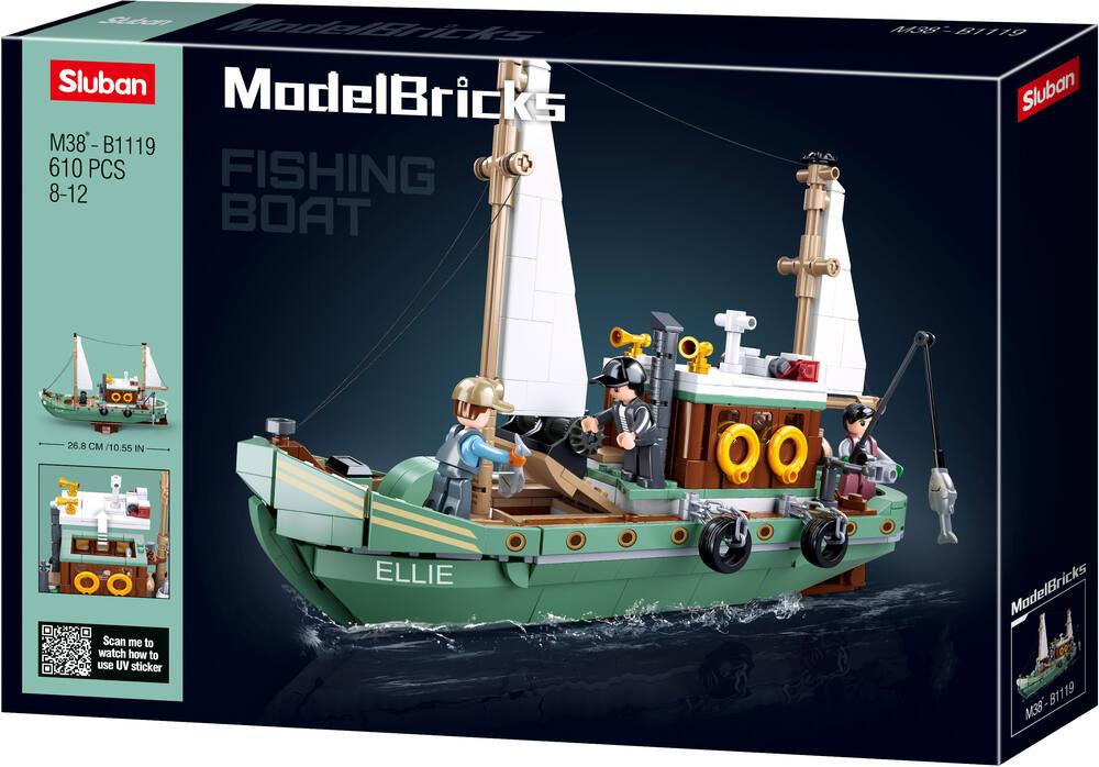 Constructor Sluban Model Bricks - Barcă de pescuit, 610 piese