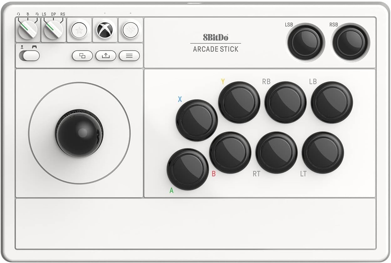 Controller wireless 8BitDo - Arcade Stick, alb (Xbox One/Series S/X/PC)