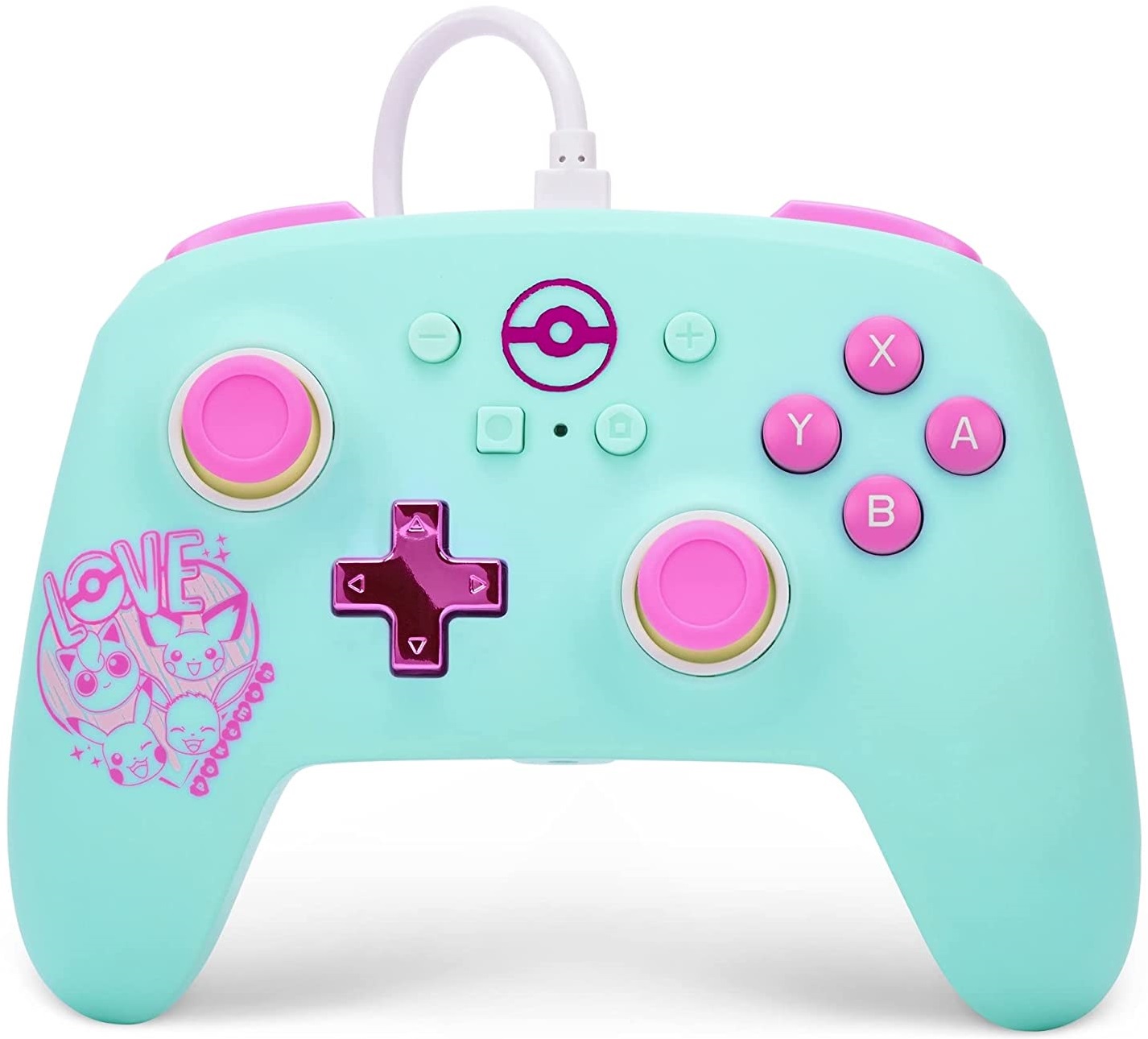 Controller PowerA - Enhanced, cu fir, pentru Nintendo Switch, Pokemon: Sweet Friends