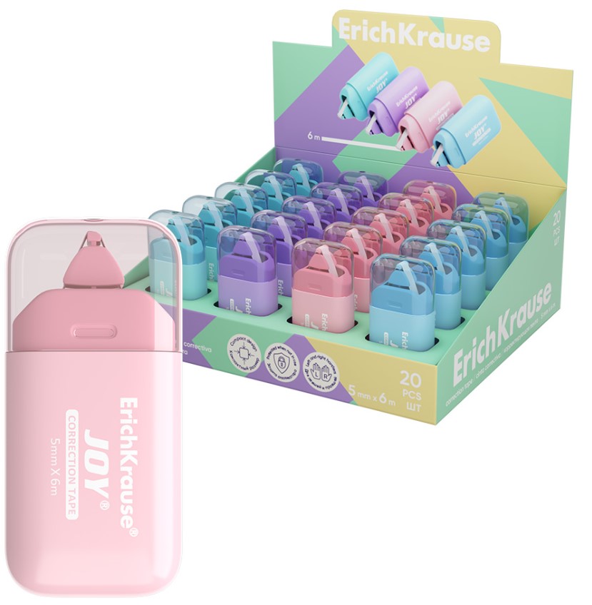 Bandă corectoare Erich Krause Joy - Pastel, 5 mm х 8 m, sortiment