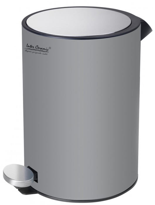 Coș de baie Inter Ceramic - 7072G, 5 l, Anti-Fingerprint, gri mat