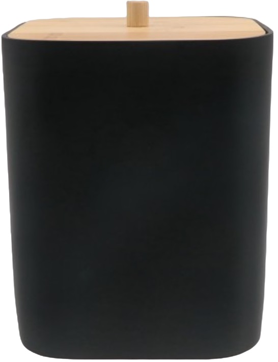 Coș de baie Inter Ceramic - Ninel, 20 x 28 cm, negru/bambus