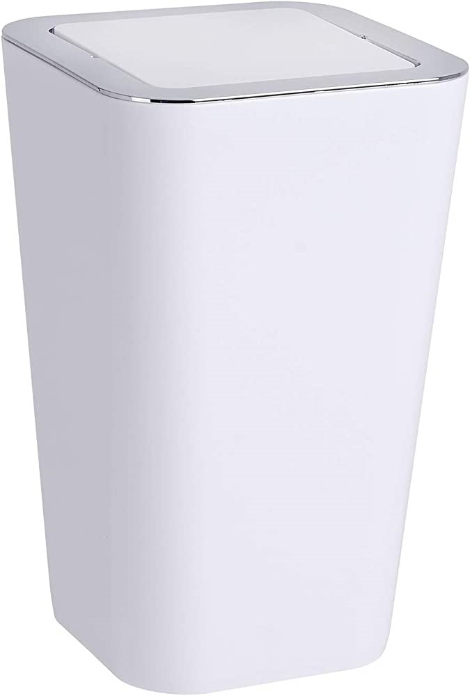 Coș de baie cu capac basculant Wenko - Candy, 6 L, alb