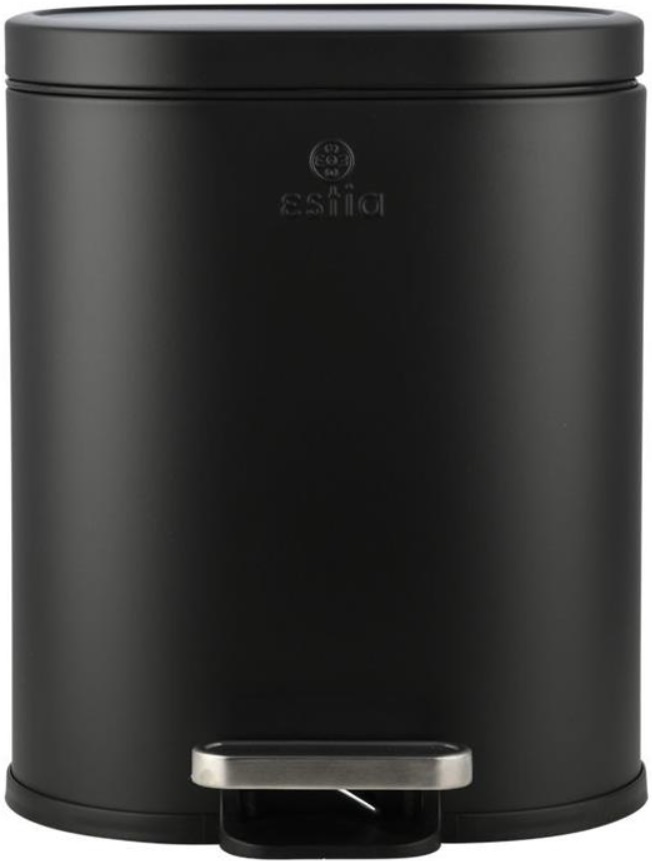 Coș de baie cu închidere silențioasă Estia - Ovoid, 6 l, negru