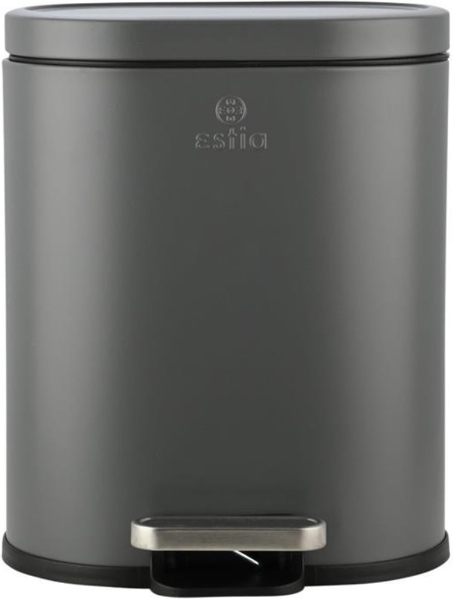 Coș de baie cu închidere silențioasă Estia - Ovoid, 6 l, gri