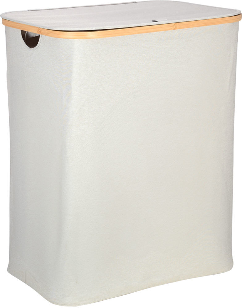 Coș de rufe Estia - Bamboo Essentials, 2 compartimente, 144 l, gri