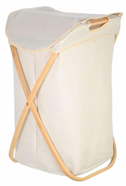 Coș de rufe Estia - Bamboo Essentials, pliabil, 40 x 40 x 70 cm, bej