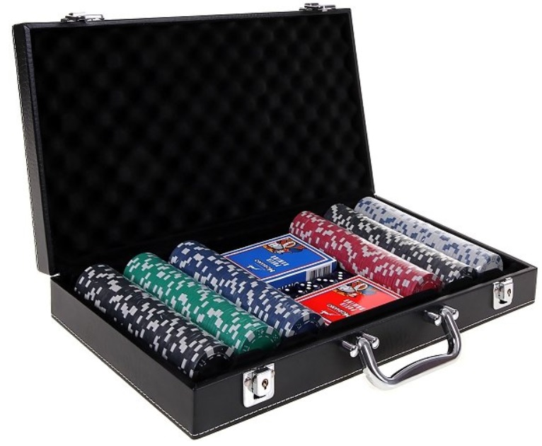 Servieta din piele Modiano, cu 300 de jetoane de poker