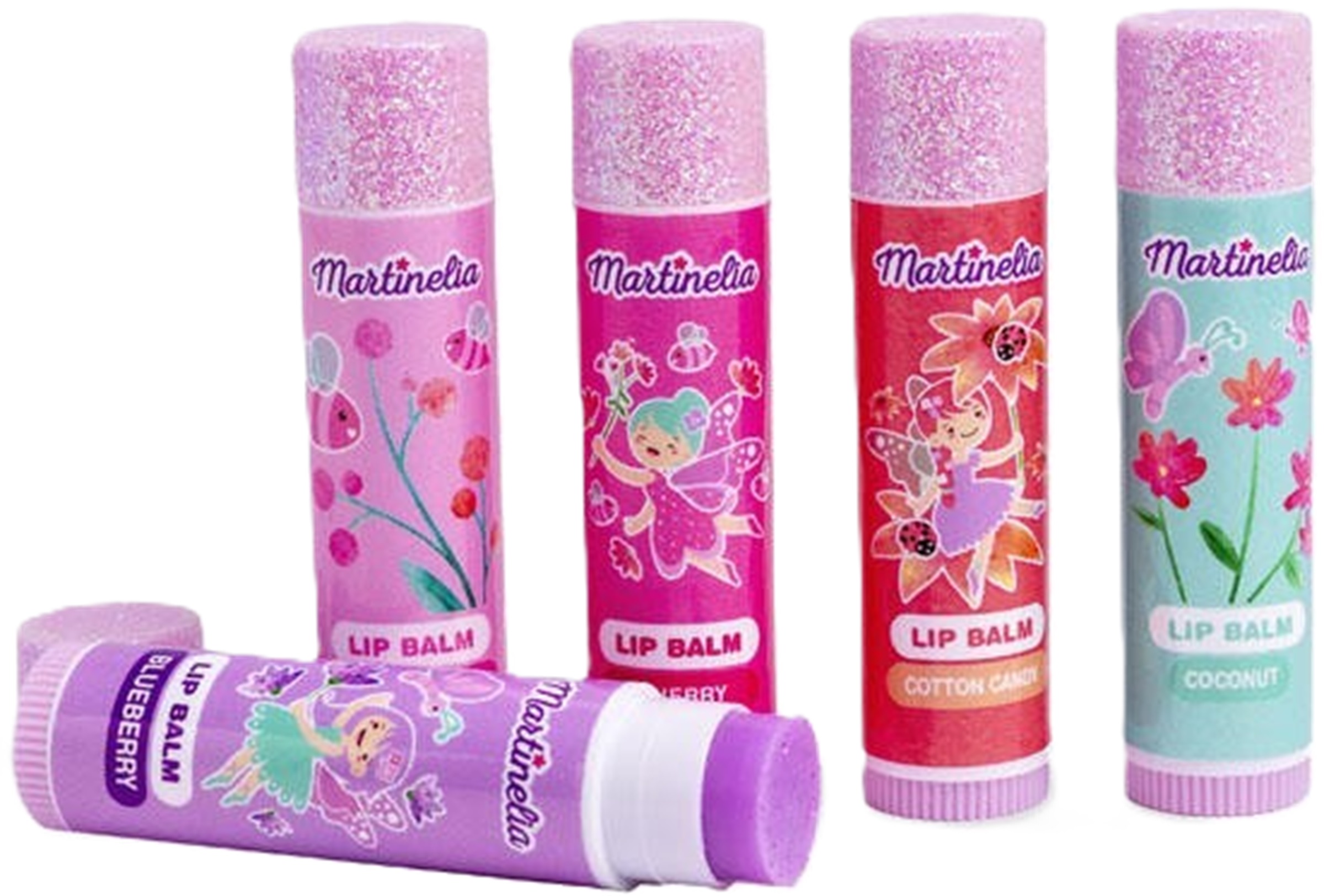 Set cosmetic Martinelia Fairy Things - Balsam de buze cu geantă cosmetică, 5 buc