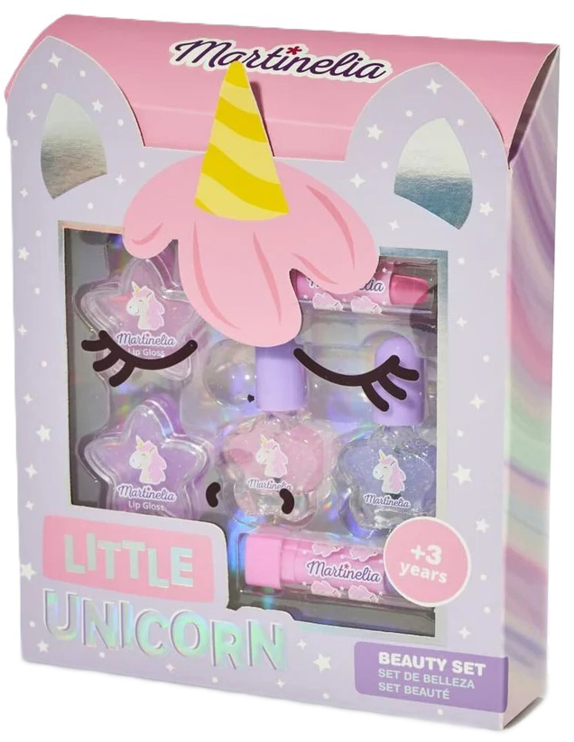 Set cosmetic Martinelia Little Unicorn - Pentru fata si unghii, 5 piese