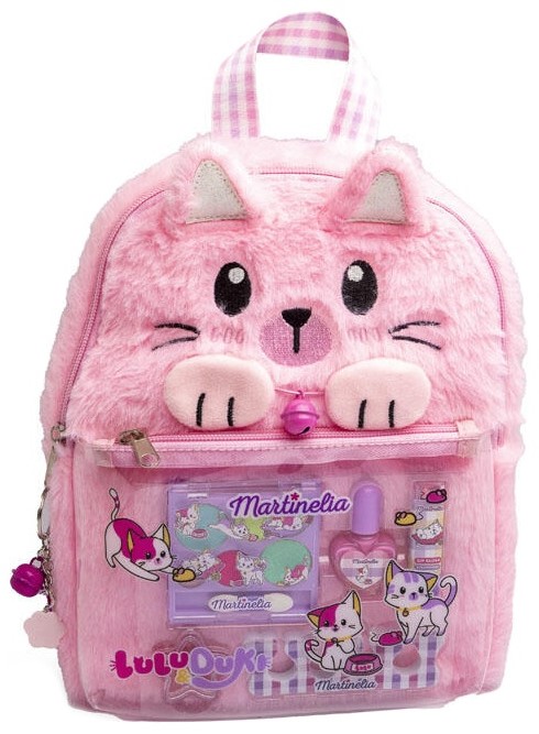 Rucsac pufos cosmetic Martinelia - Lulu & Duki, roz, 7 piese