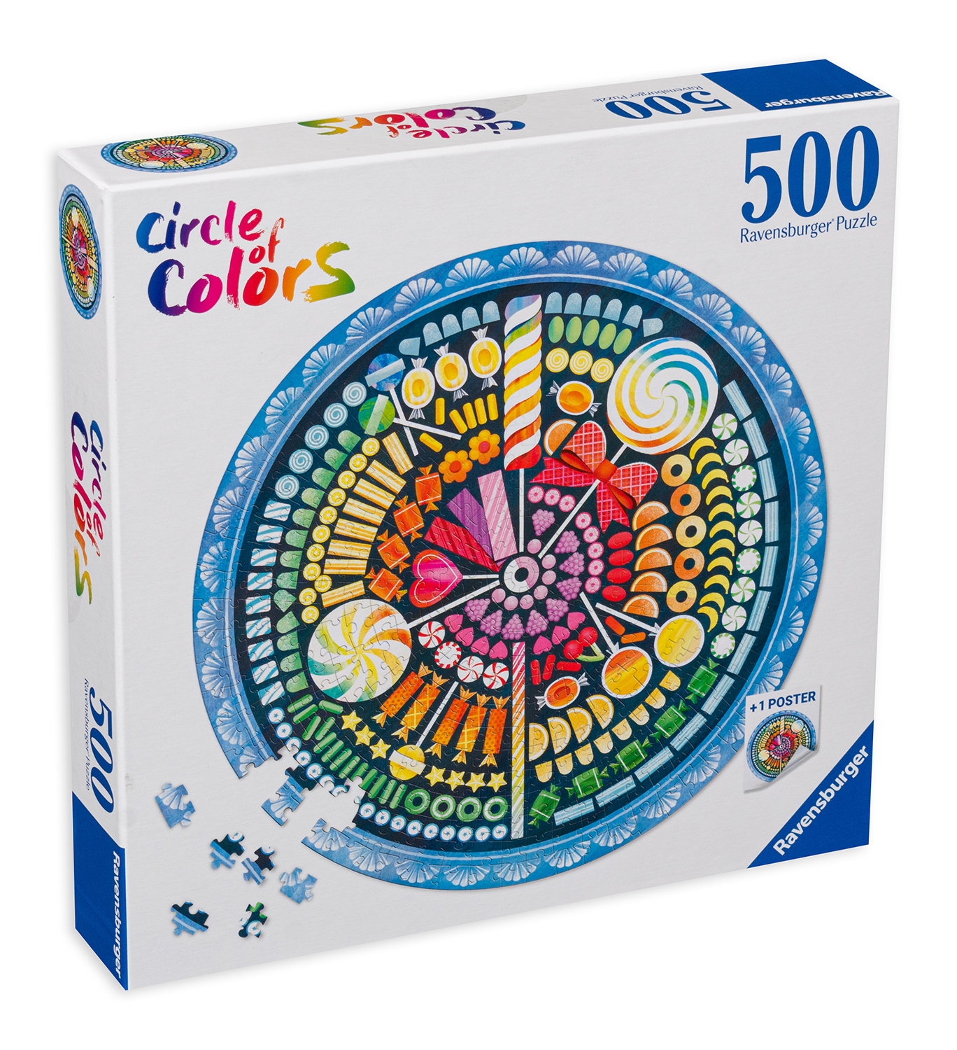 Puzzle rotund Ravensburger din 500 de piese - Bomboane