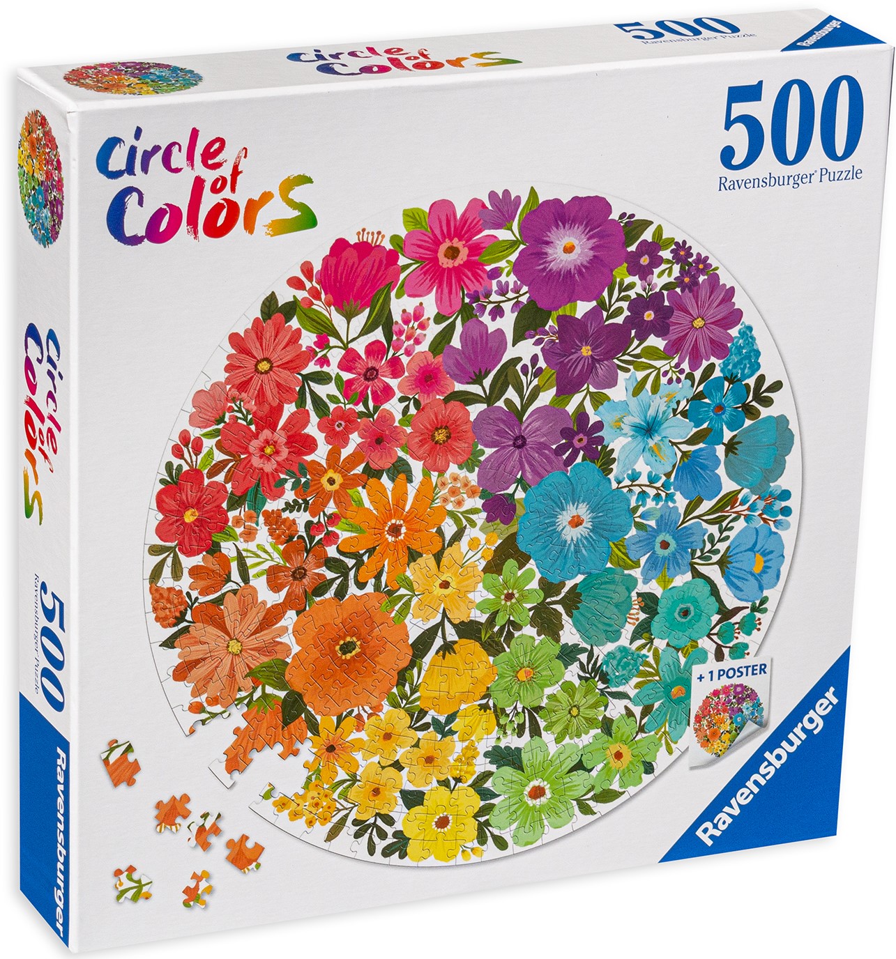 Puzzle rotund Ravensburger din 500 de piese - Flori