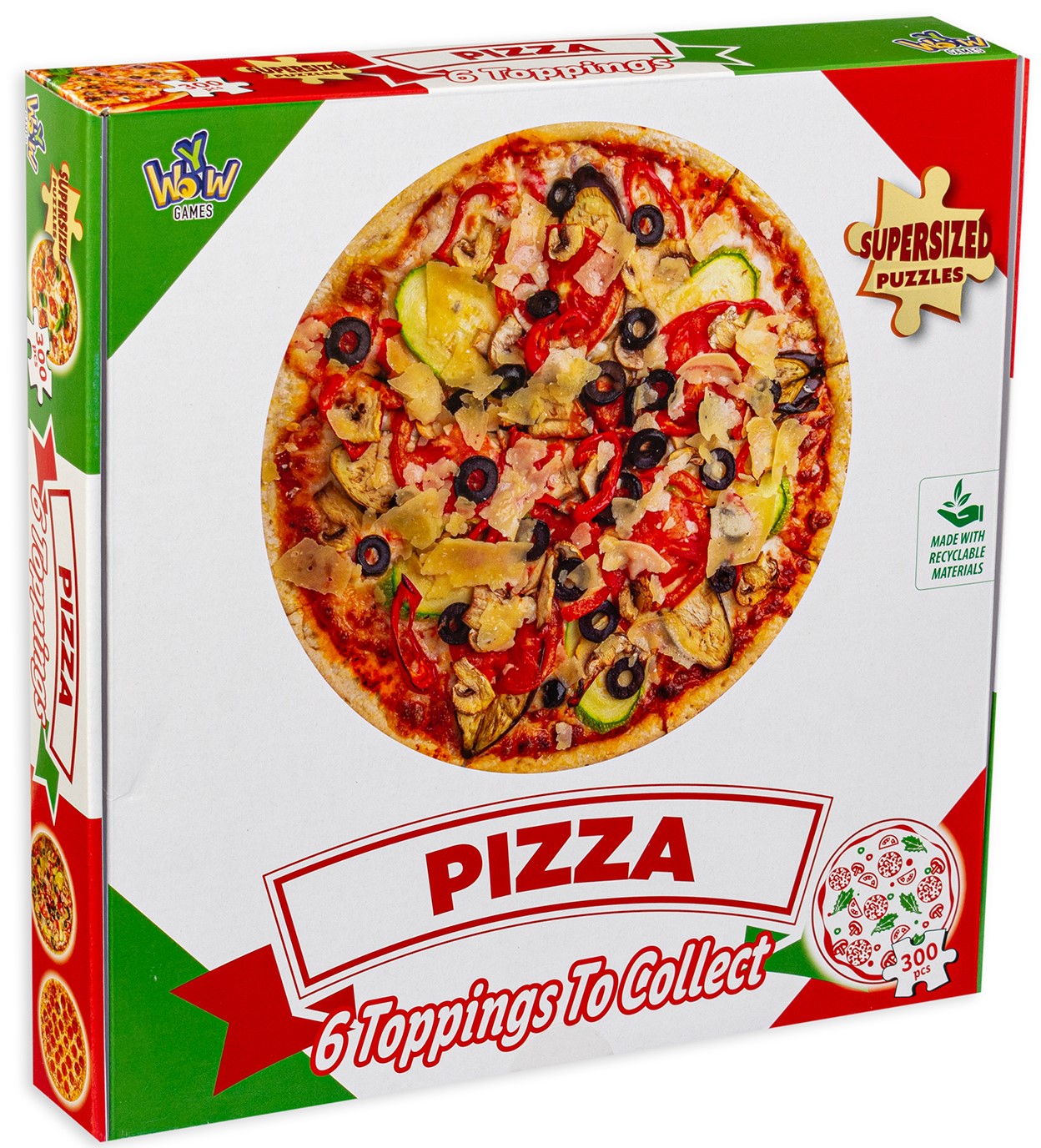Puzzle rotund Y WOW din 300 de piese - Pizza Vegetariana