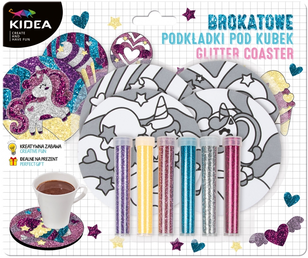 Set creativ Kidea - Magic World, tampoane cu sclipici