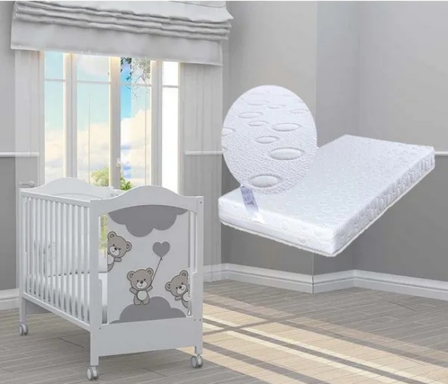 Pătuț Bambino Casa - Tre Orsetti Grigio + cadou saltea Primavera Baby Luxe