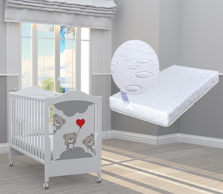 Pătuț Bambino Casa - Tre Orsetti Rosso + cadou saltea Primavera Baby Luxe