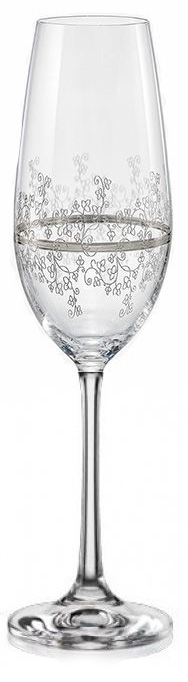 Pahare de șampanie din cristal Bohemia - Viola Platinum, 6 buc., 190 ml