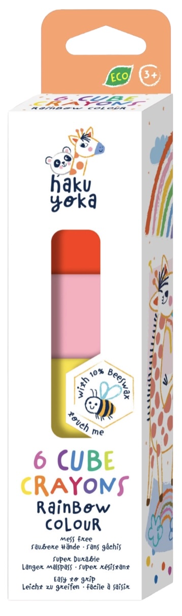 Cuburi creioane cerate eco Haku Yoka - Curcubeu, 6 buc