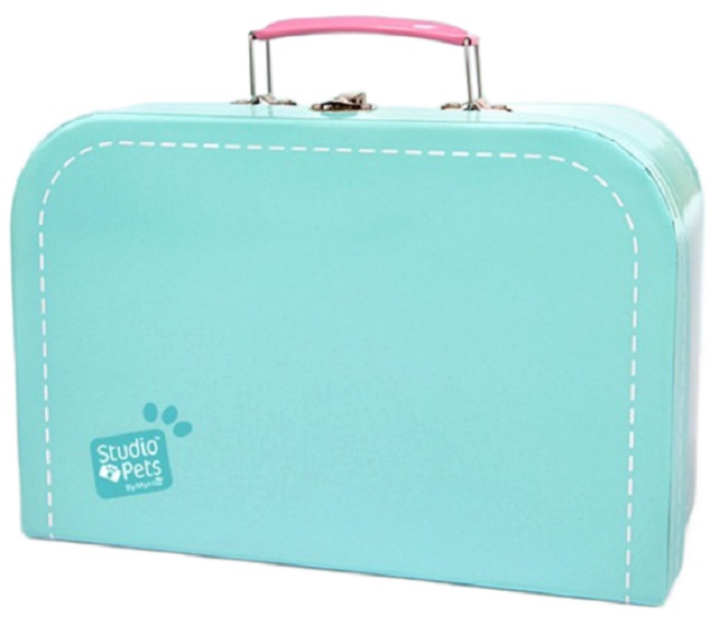 Cutie pentru jucării de pluș Studio Pets - Cu pașaport, 16 cm, turcoaz